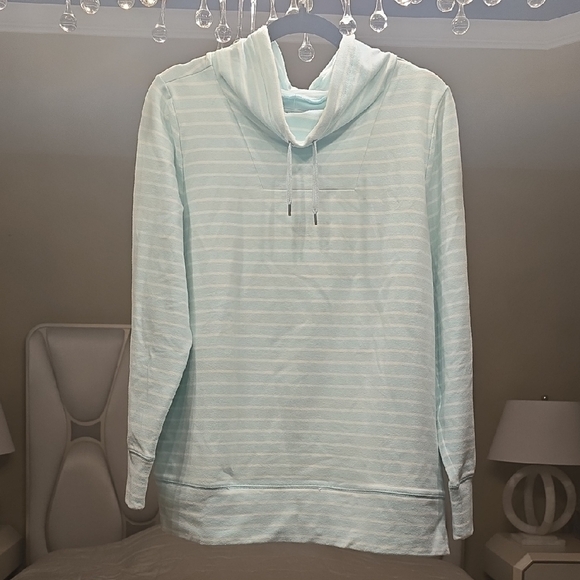 L.L. Bean Light Blue Striped Hoodie - Picture 1 of 13